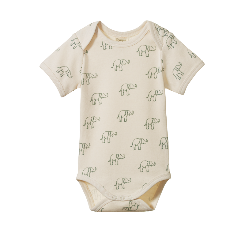 Short Sleeve Bodysuit | Elephant Print