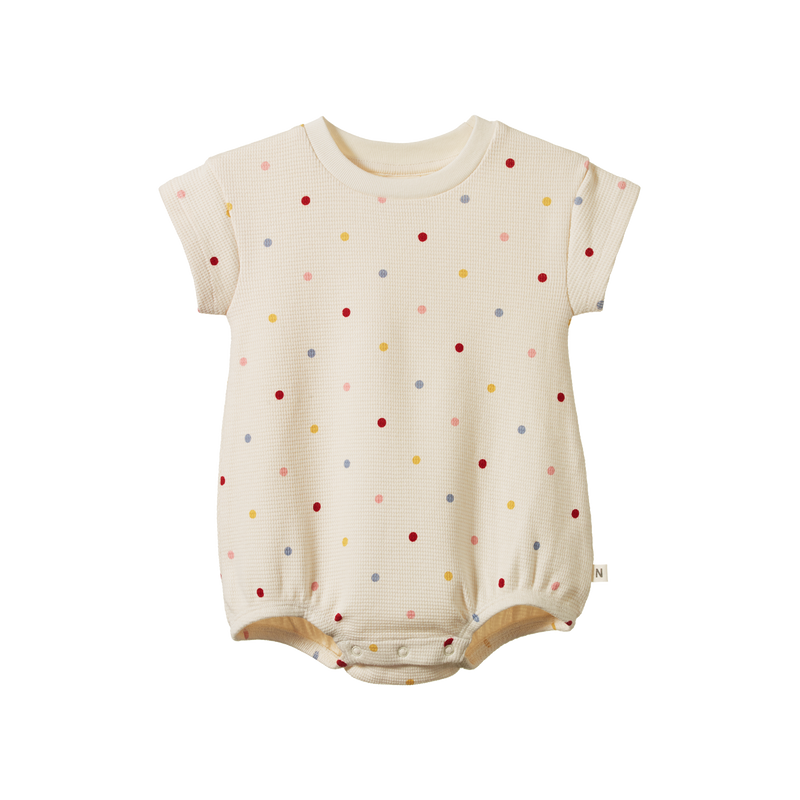 Juno Romper Waffle | Polka Dot Dusky