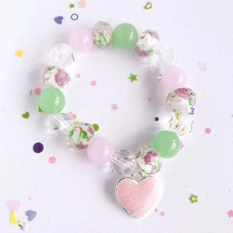 Floral Heart Elastic Bracelet