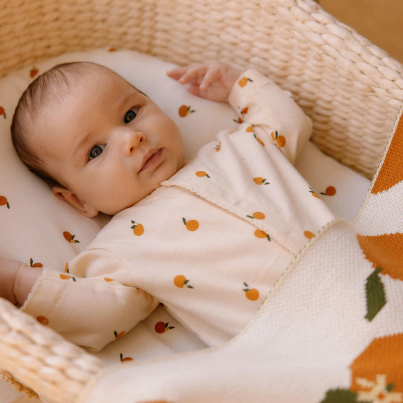Cot Fitted Jersey Sheet | Tiny Orange Blossom Print