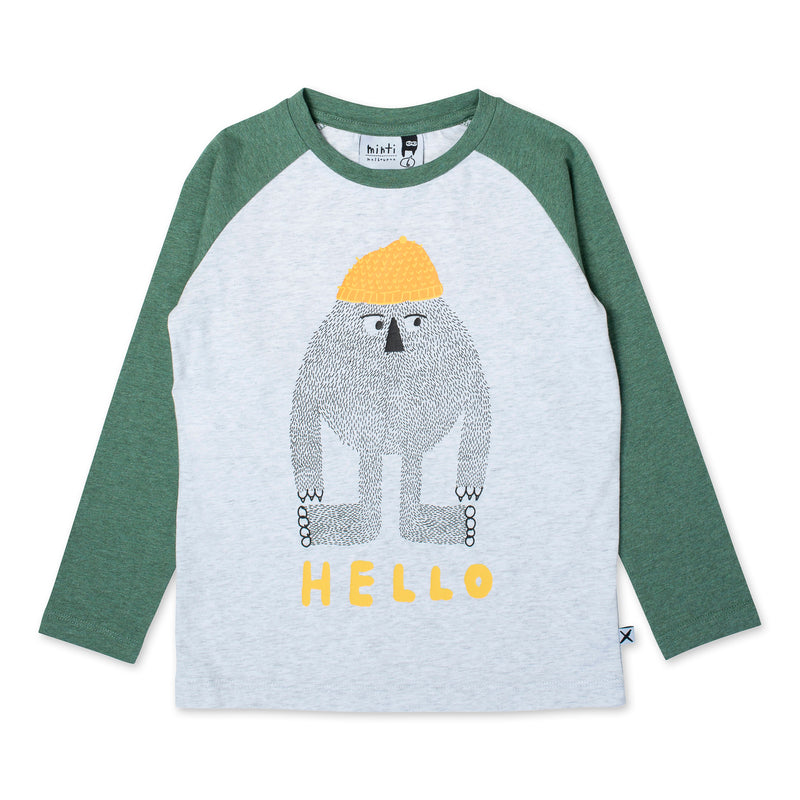 Hello Later Yeti Tee | White Marle/Forest Marle