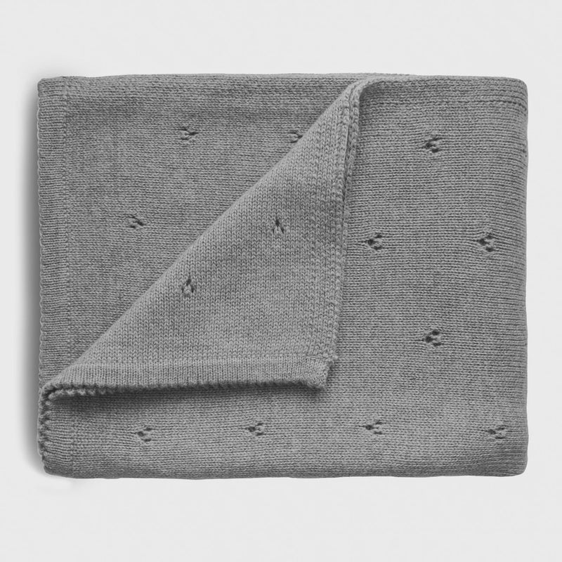 Knitted Pointelle Blanket | Gray Melange