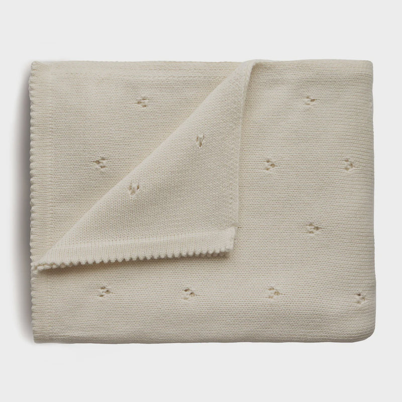 Knitted Pointelle Blanket | Ivory