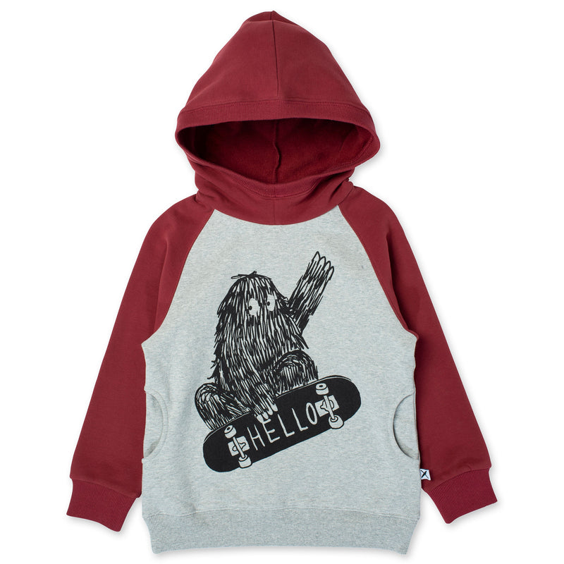 Skate Monster Furry Hood | Grey Marle/Burnt Red