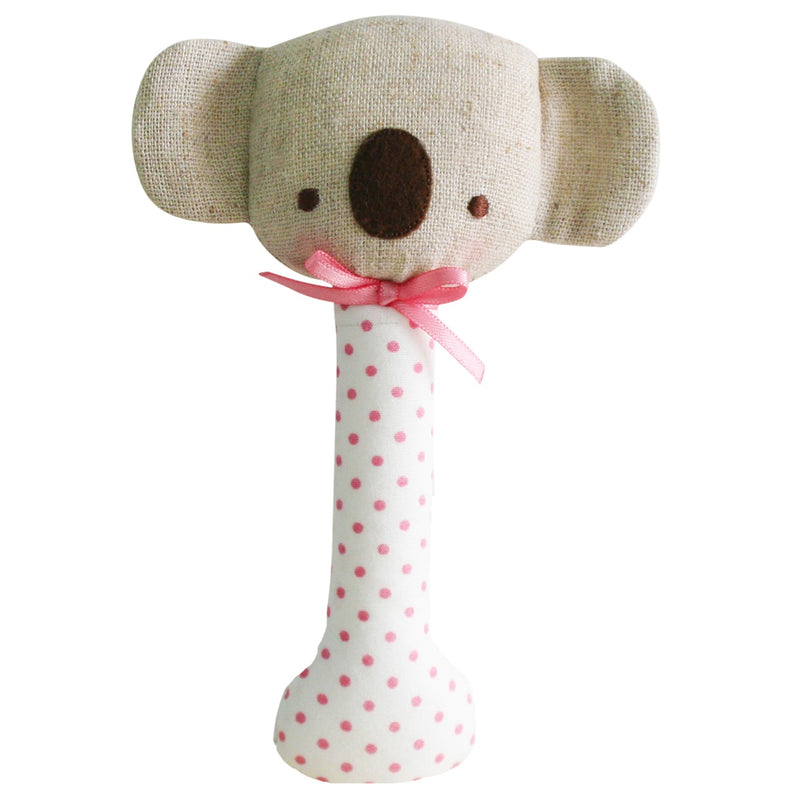 Koala Stick Rattle - Pink spot