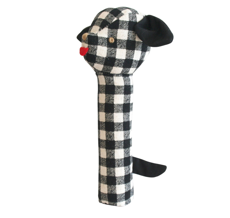 Puppy Squeaker | Black Check Linen