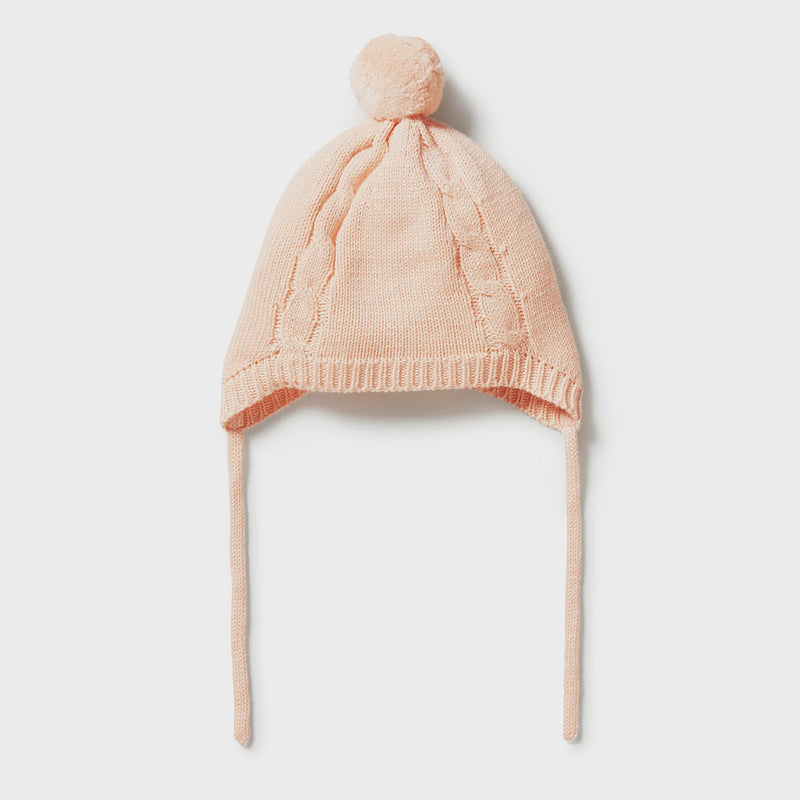 Knitted Mini Cable Bonnet | Blush