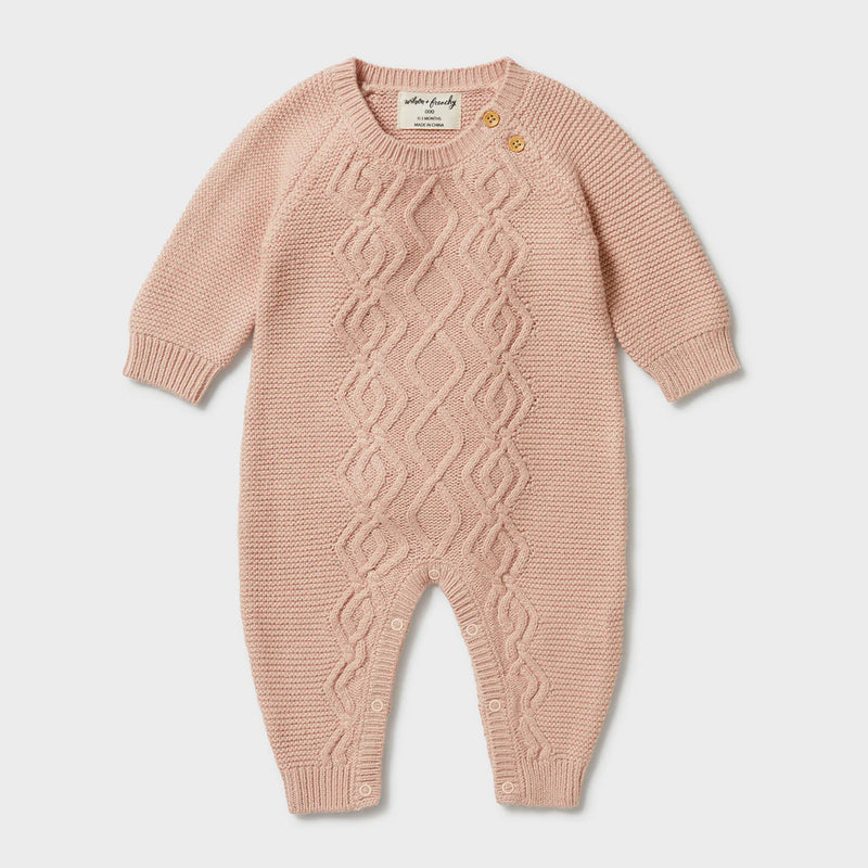 Knitted Cable Growsuit | Rose .