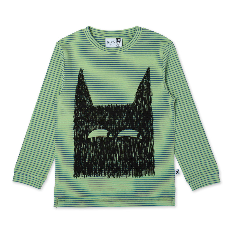 Sketchy Wolf Tee | Lime Blue Stripe