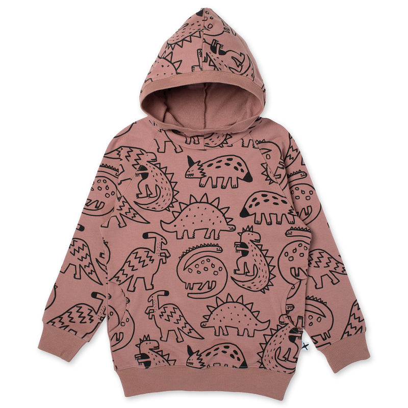 Sketched Dinos Hood | Chocolate