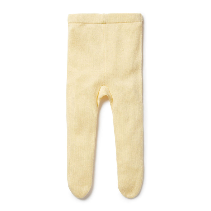 Knitted Leggings with Feet | Pastel Yellow