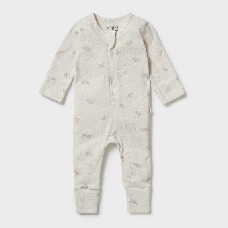 Pointelle Zipsuit with Feet | Little Acorn