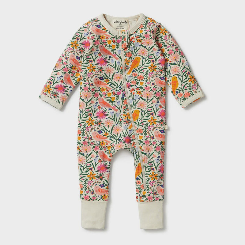 Zipsuit with Feet | Birdy Floral